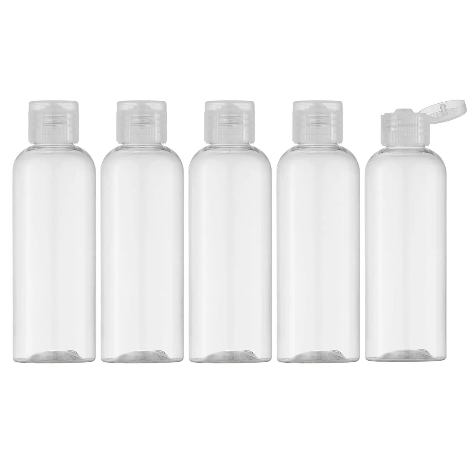 3.4 Oz Travel Bottles for Toiletries, 5Pcs Travel Containers for Shampoo Tsa Approved, Plastic Empty Travel Size Bottles (100Ml, Clear)