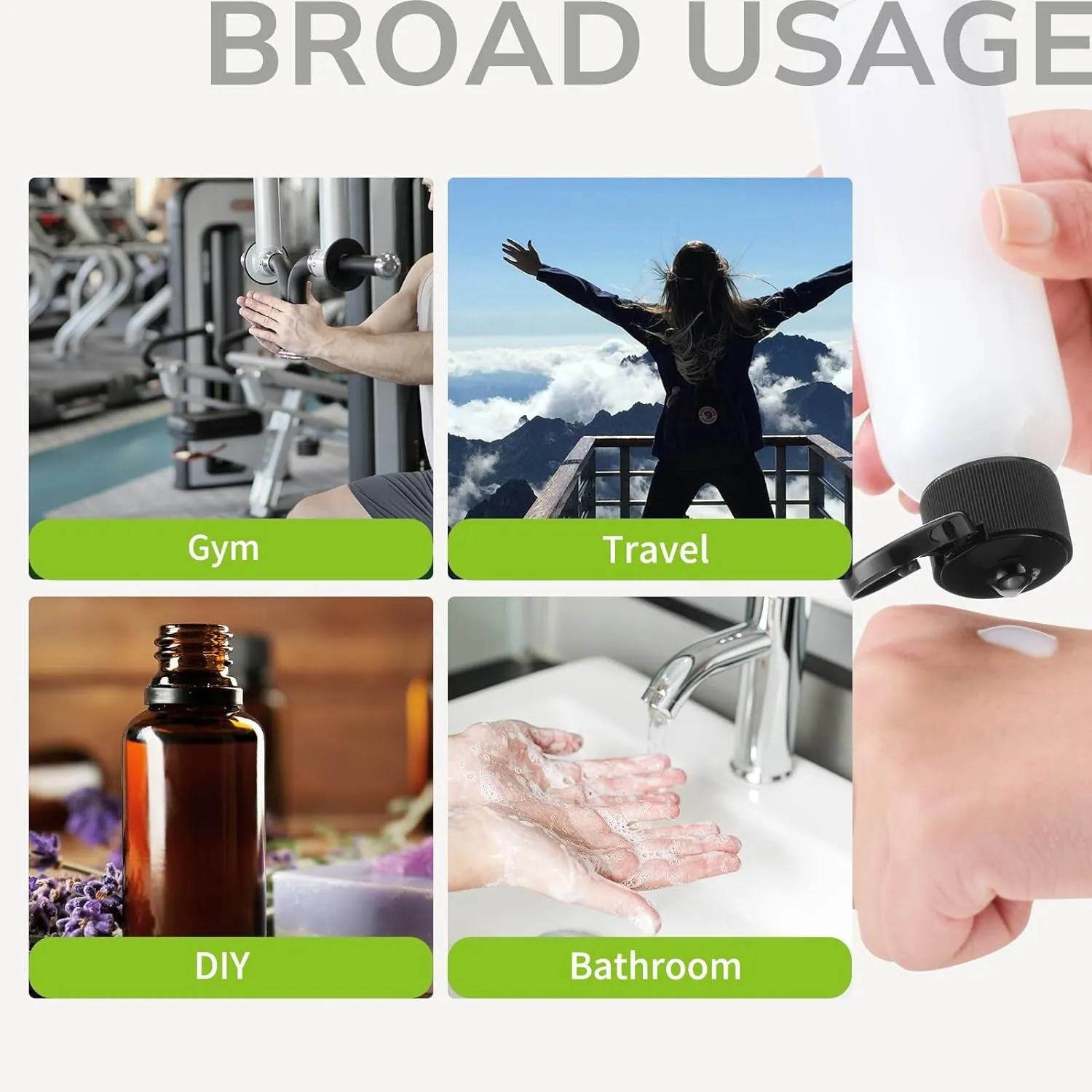 3.4 Oz Travel Bottles for Toiletries, 5Pcs Travel Containers for Shampoo Tsa Approved, Plastic Empty Travel Size Bottles (100Ml, Clear)