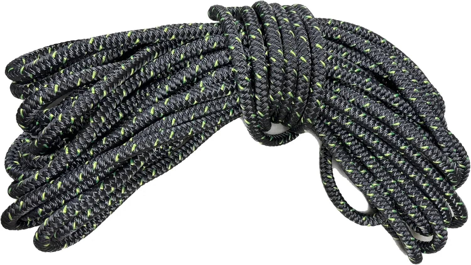 3/4" 12 Strand Polyester Arborist Bull Rope with Nylon Core, Charcoal/Lime (100 FT)