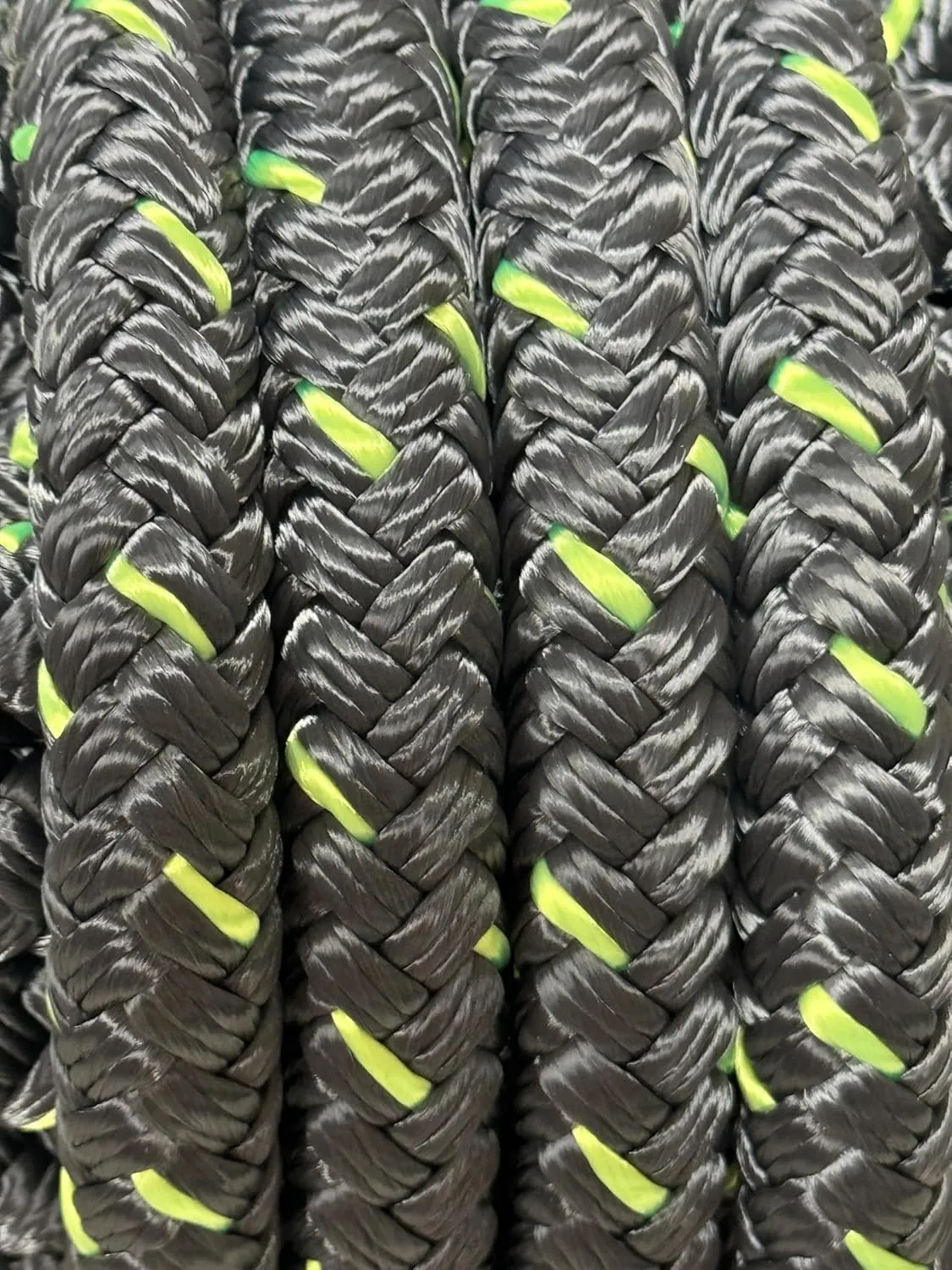 3/4" 12 Strand Polyester Arborist Bull Rope with Nylon Core, Charcoal/Lime (100 FT)