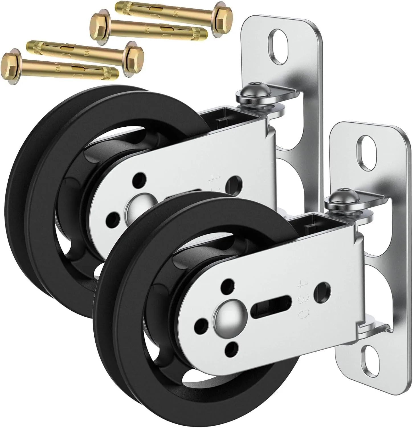 3.5 IN/88 MM Wall Mount Gym Pulley Weight System, 180° Rotation Silent Cable Pulley Wheel Block, Steel Bracket Cable Attachment for Squat Rack, Home Gym, DIY Fitness Equipment