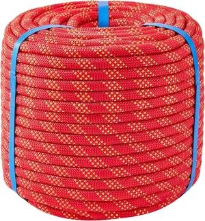 3/8 Inch 120ft Double Braided Polyester Arborist Rope, Heavy Duty Nylon Rope for Anchor, Tree Work, Cargo, Pulling, Sailing(Red)
