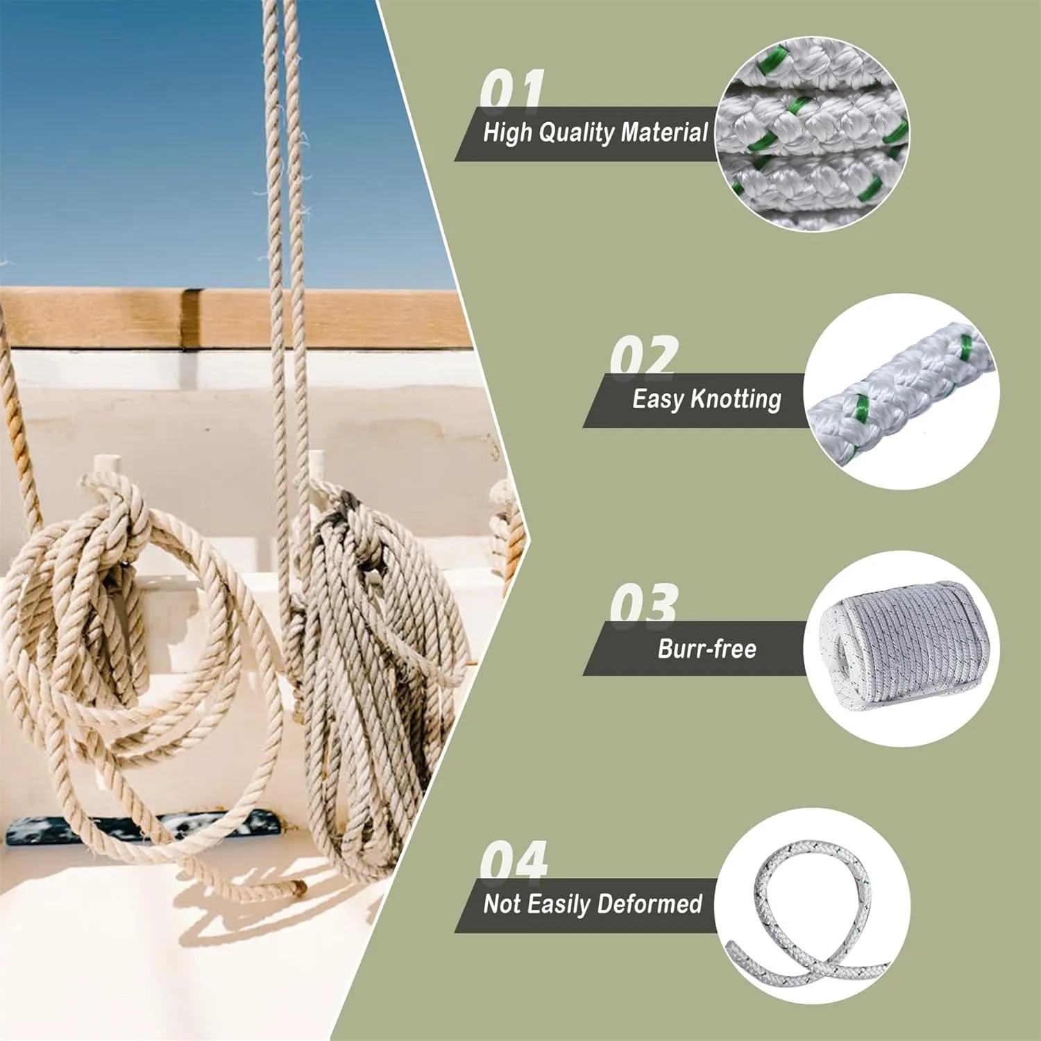 3/8 Inch x 100 Feet 4800Lbs Double Braid Polyester Strong Pulling Strength Rope