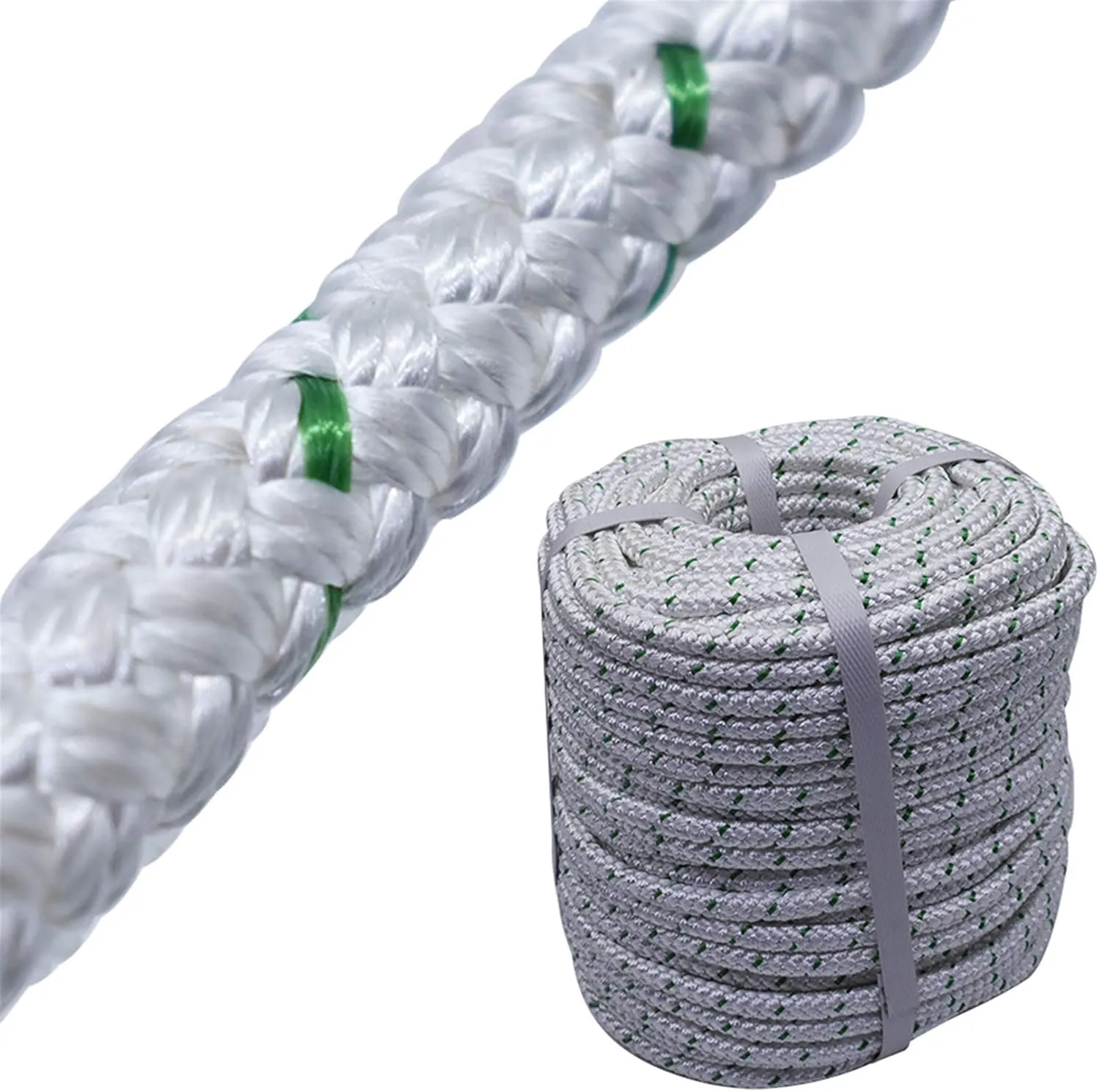 3/8 Inch x 200 Feet 4800Lbs Double Braided Polyester Rope Breaking Strength Strong Pulling Rope