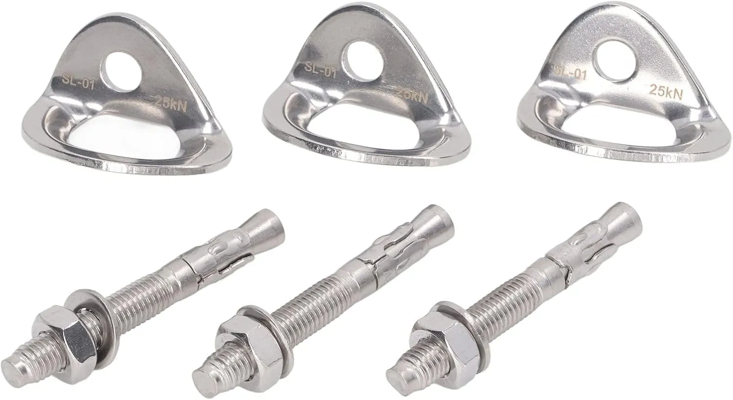 3Pair Rock Climbing Bolt Hanger Stainless Steel Climbing Anchor for Belay Rescue Rigging Device Mountaineering Engineering Protection 316 Stainless Steel 271g