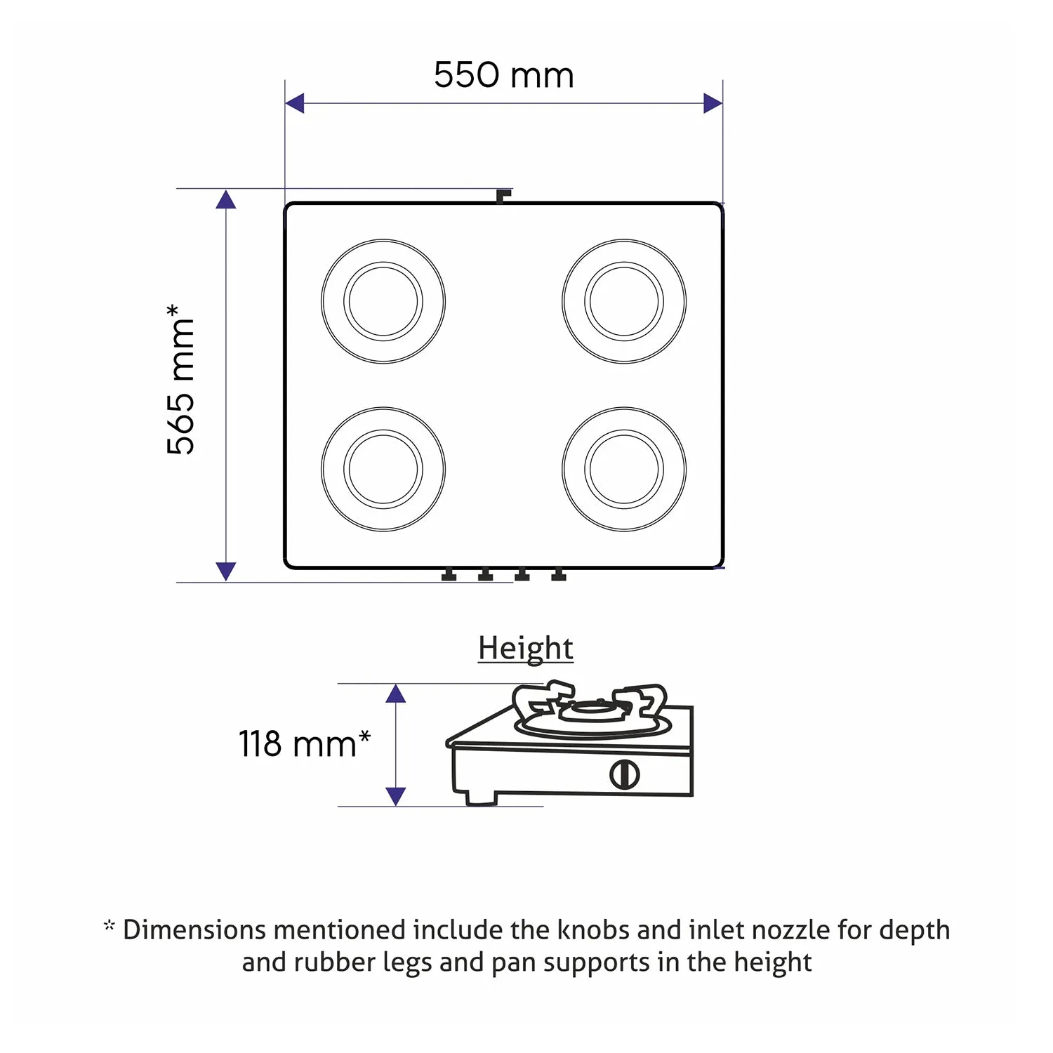 4 Burner PNG Glass Gas Stove with Brass Burner, Black (1043 GT BB BL PN) - Manual/Auto Ignition