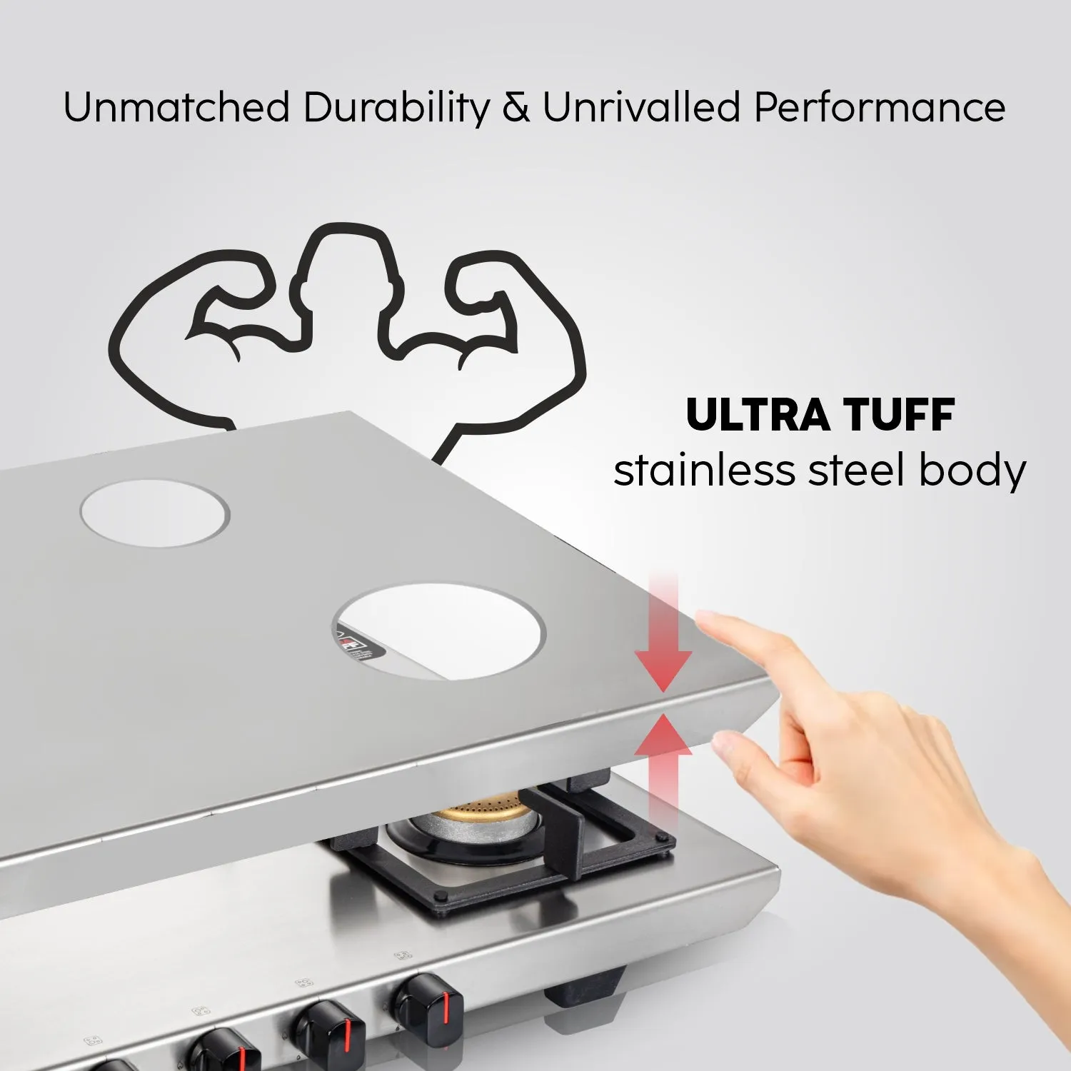 4 Burner Ultra Tuff Stainless Steel PNG Gas Stove with Forged Brass Burner (1054 UT SS PN)
