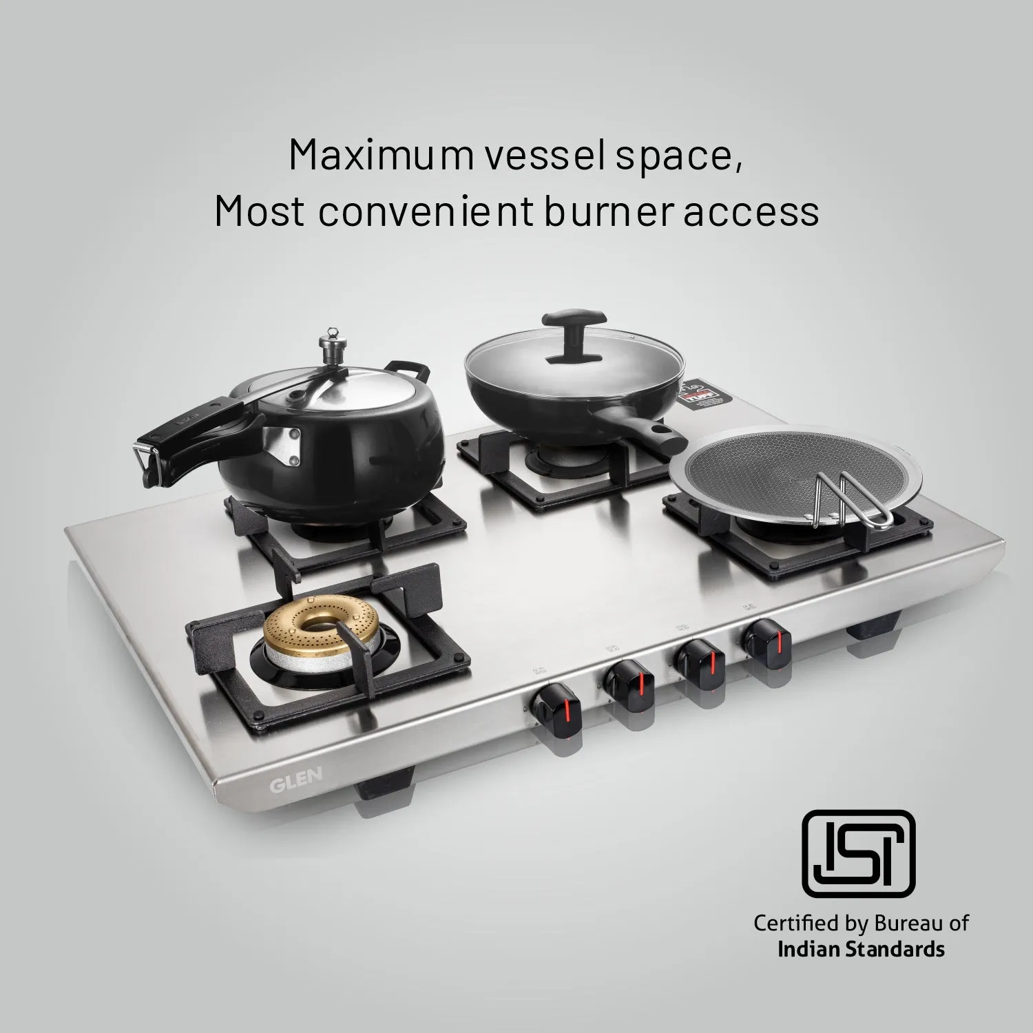 4 Burner Ultra Tuff Stainless Steel PNG Gas Stove with Forged Brass Burner (1054 UT SS PN)