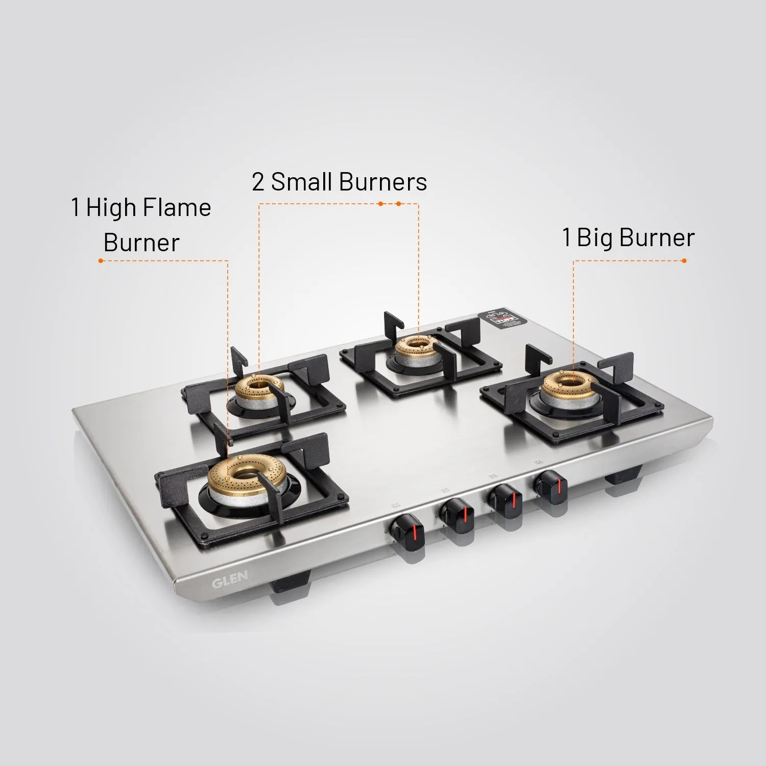 4 Burner Ultra Tuff Stainless Steel PNG Gas Stove with Forged Brass Burner (1054 UT SS PN)