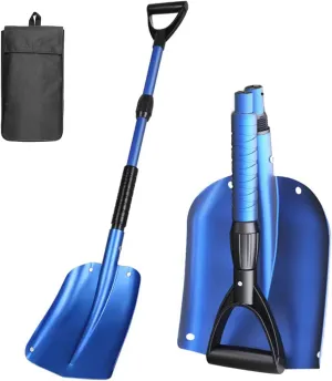 40" Folding Snow Shovel for Car - Telescoping Thickened Aluminum Handle - Emergency Snow Removal, Portable Collapsible Shovel for Car, Camping, Trunk