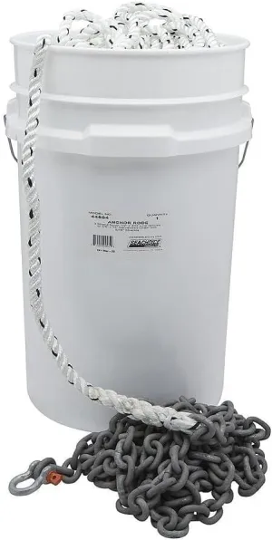 44564 3 Strand Rode 1/2" x 300ft Nylon Rope w/ 1/4" x 15ft Chain 44564