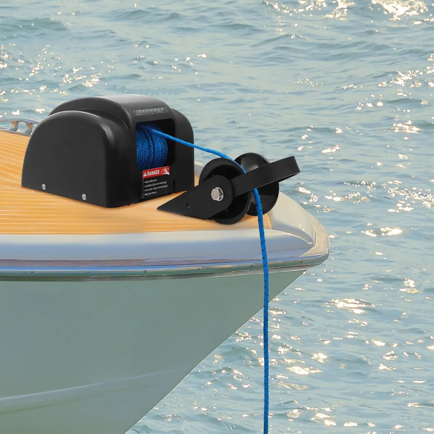 45lb Boat Electric Anchor Winch, 12V Saltwater Marine Anchor Windlass System, Boat Anchor Winch with Remote Control, 100ft Anchor Rope, Heavy Duty Towing Winches for 24ft Boats