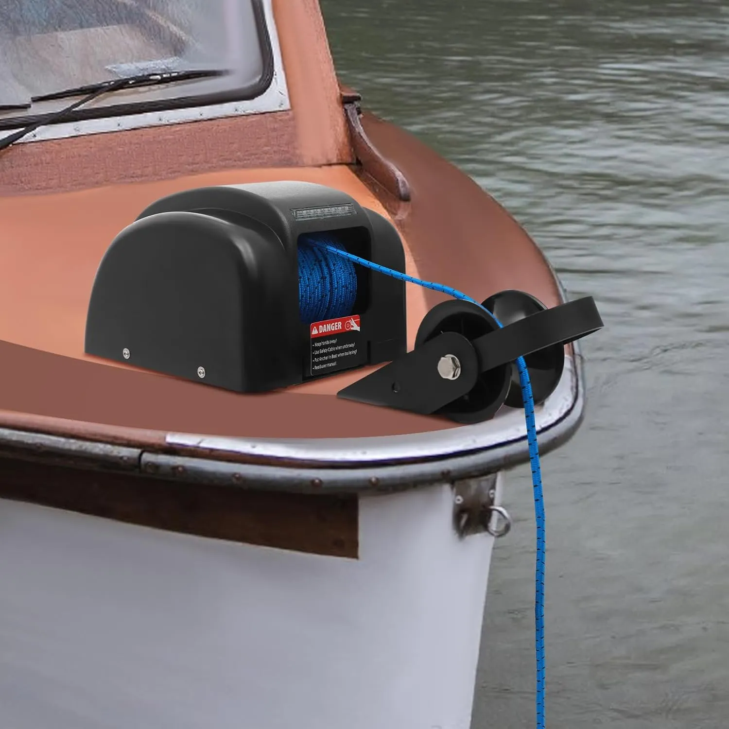 45lb Boat Electric Anchor Winch, 12V Saltwater Marine Anchor Windlass System, Boat Anchor Winch with Remote Control, 100ft Anchor Rope, Heavy Duty Towing Winches for 24ft Boats