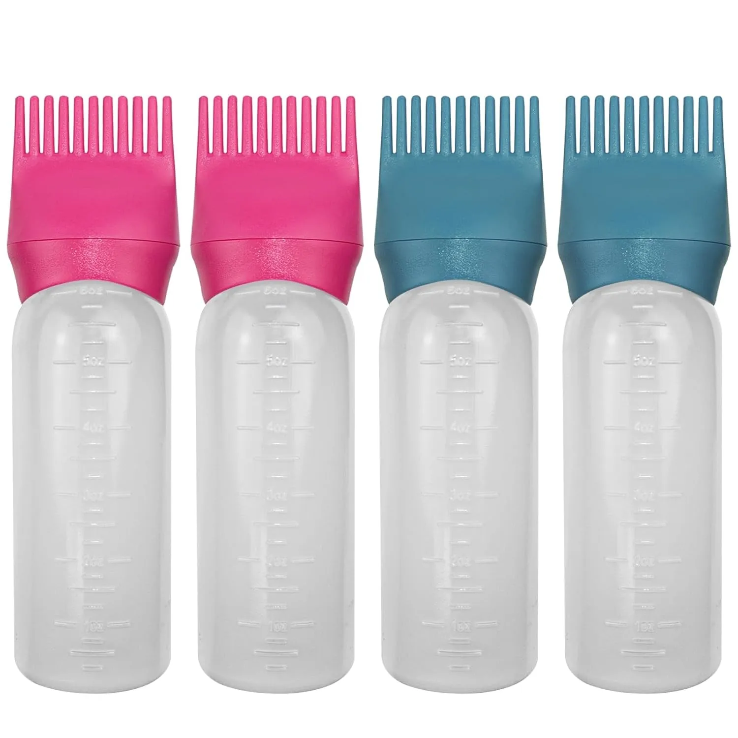 4PCS Hair Oiler Comb Bottle, Root Applicator for Scalp Oil and Hair Oiling, 6Oz (Pink, Purple, White, Black)