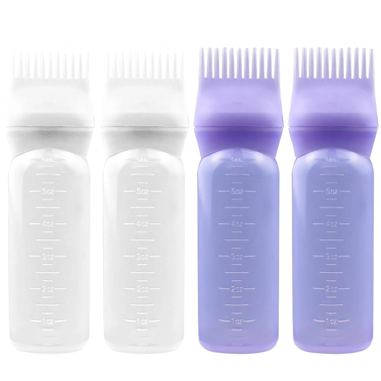 4PCS Hair Oiler Comb Bottle, Root Applicator for Scalp Oil and Hair Oiling, 6Oz (Pink, Purple, White, Black)