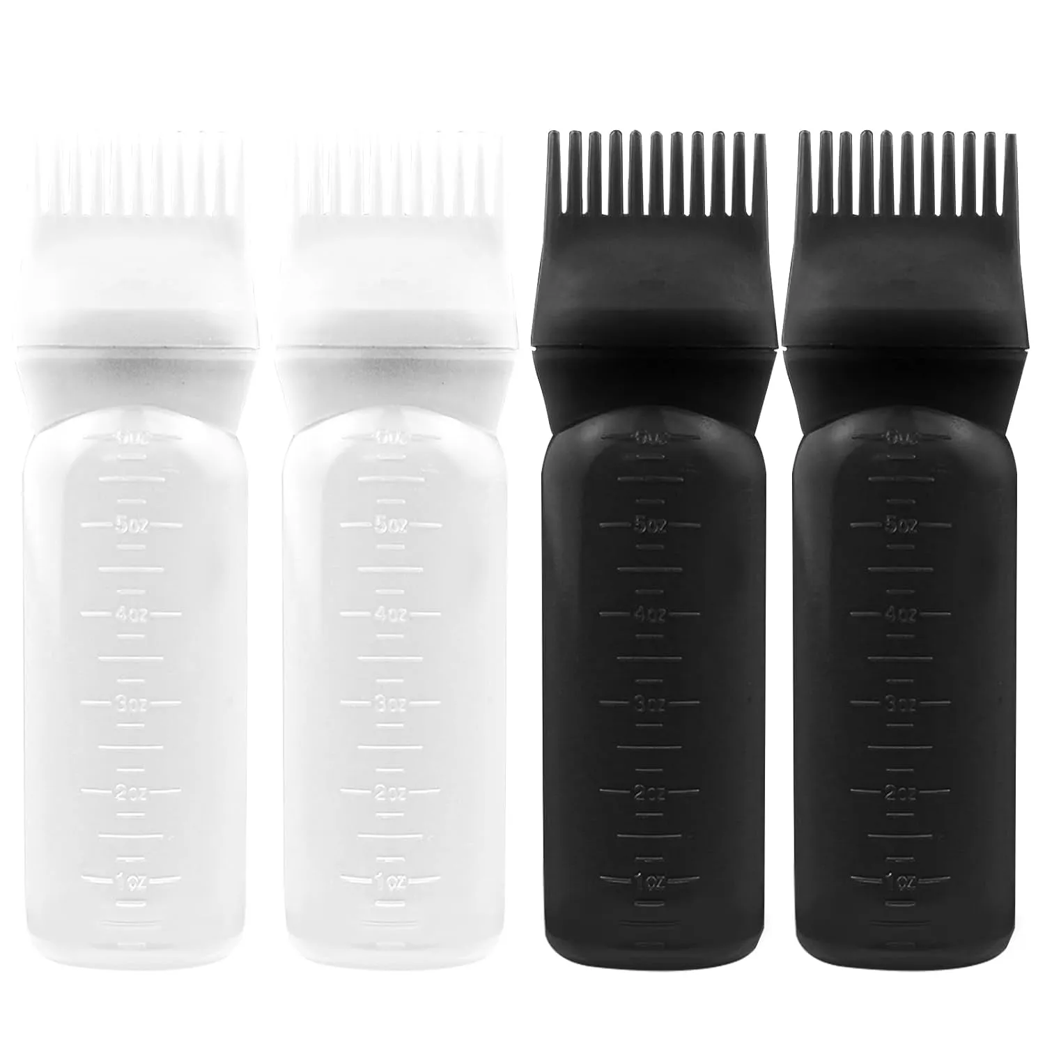 4PCS Hair Oiler Comb Bottle, Root Applicator for Scalp Oil and Hair Oiling, 6Oz (Pink, Purple, White, Black)