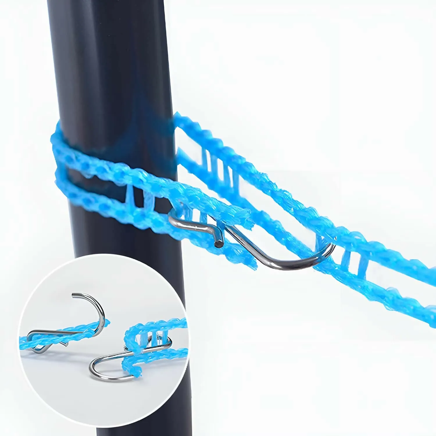 5 Meters Windproof Anti-Slip Clothes Washing Line Drying Nylon Rope with Hooks - Multicolor