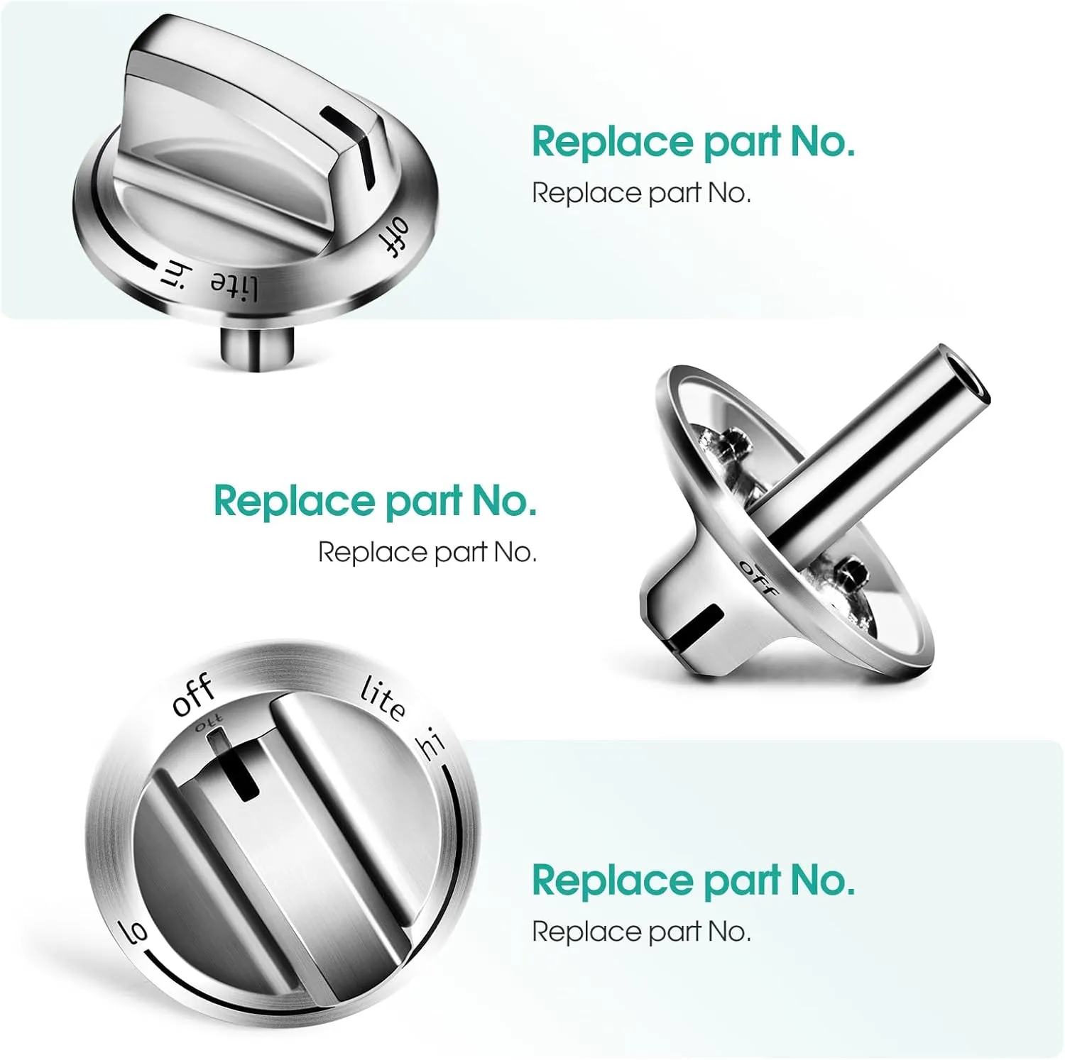 5-Pack Upgraded 5304525746 Gas Stove Knobs for Fridgidaire FFGC3026SS FFGC3626SS etc, Burner Range Control Knob 5304504839 4960519 AP6997304 PS16227241 EAP16227241