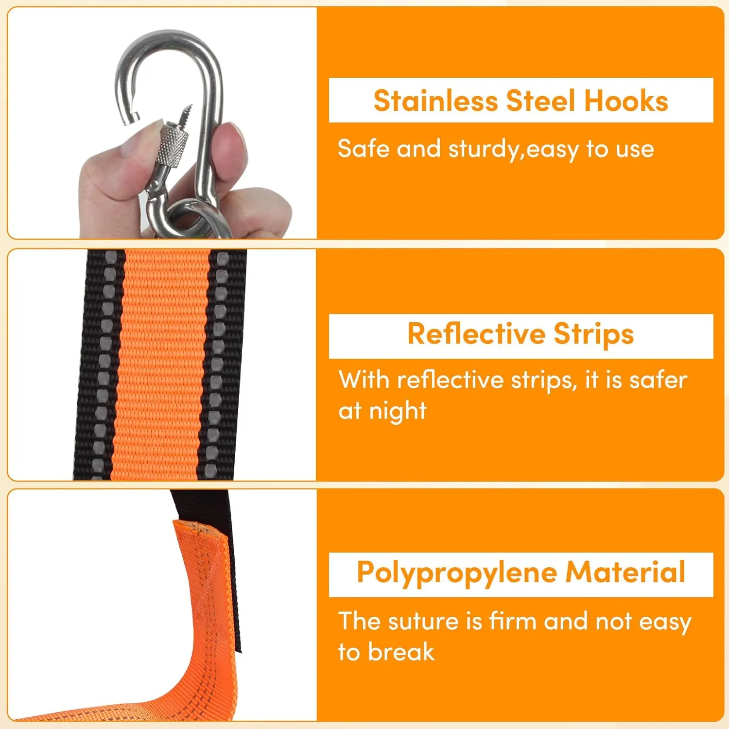 5-Step Boat Rope Ladder - Heavy Duty Assist Boarding Marine Rope Ladder - Portable Foldable Boat Ladders for Inflatable Boats, Kayaks, Motorboats, Canoes - Includes Storage Bag (Orange)