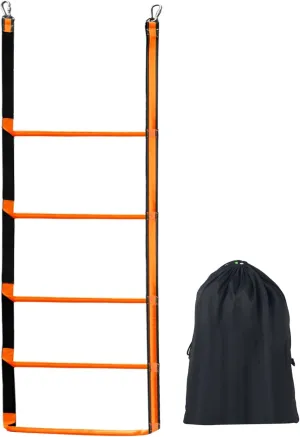 5-Step Boat Rope Ladder - Heavy Duty Assist Boarding Marine Rope Ladder - Portable Foldable Boat Ladders for Inflatable Boats, Kayaks, Motorboats, Canoes - Includes Storage Bag (Orange)