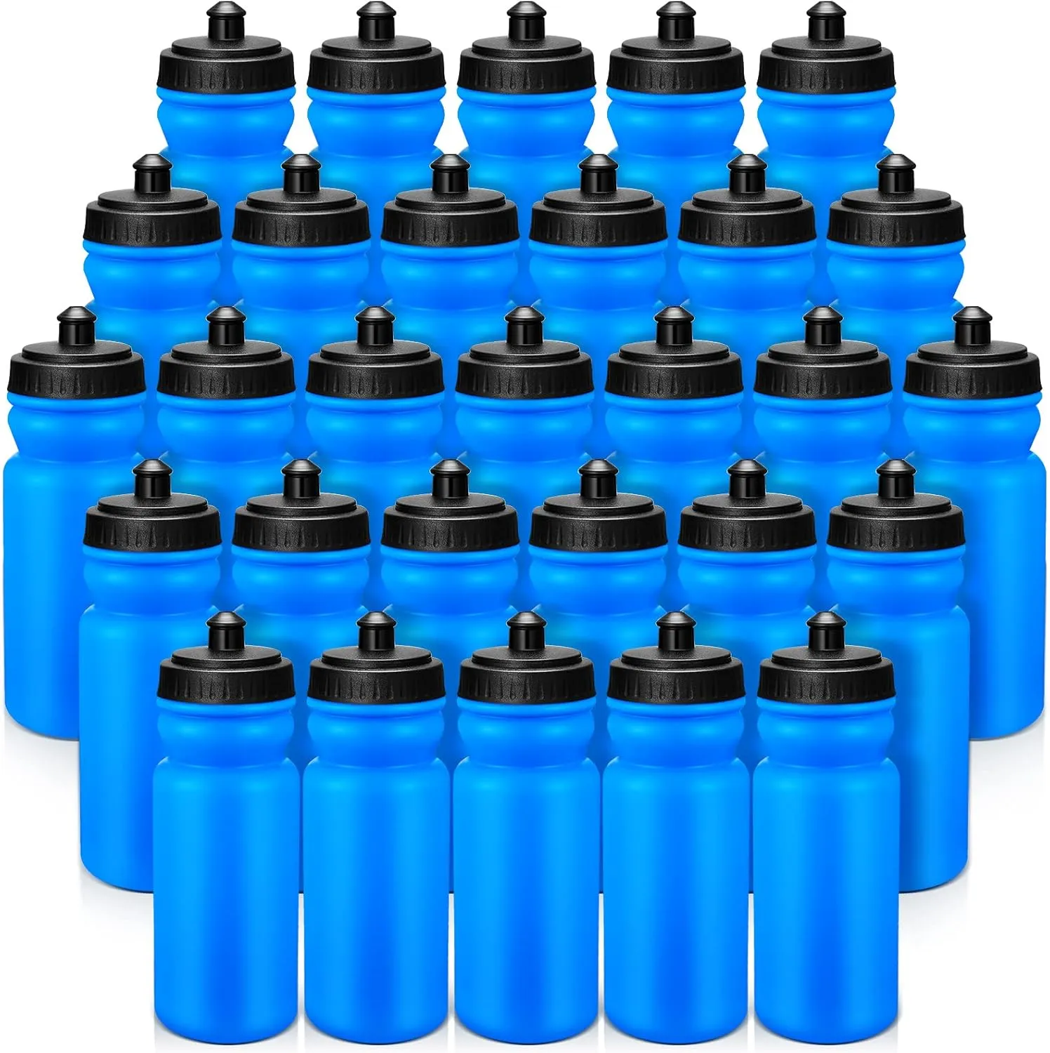 50 Pieces Sports Water Bottles 20 oz Water Bottles Squeeze in Bulk Reusable Plastic Water Bottles BPA Free Blank Water Bottles for Major Sporting Events Adults