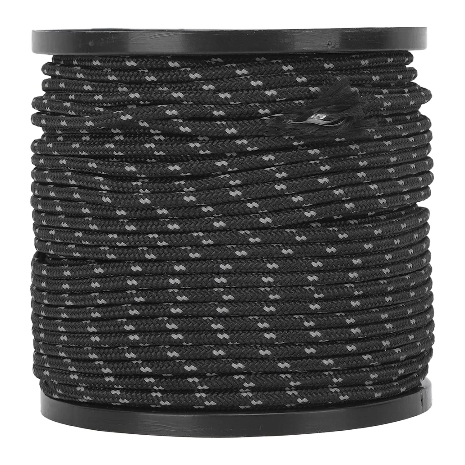 50ft Reflective Survival Paracord, 551lb Nylon Rope, Suitable for Camping, Hiking, Emergency Kits | High Visibility Outdoor Rope, Tactical Accessories (Black)