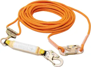 50ft Vertical Roofing Rope，Fall Protection Safety Rope with Two Rope Grab Snap Hooks Shock Absorber，Vertical Lifeline Assembly，Safety Climbing Equipment Roofing Safety Kit