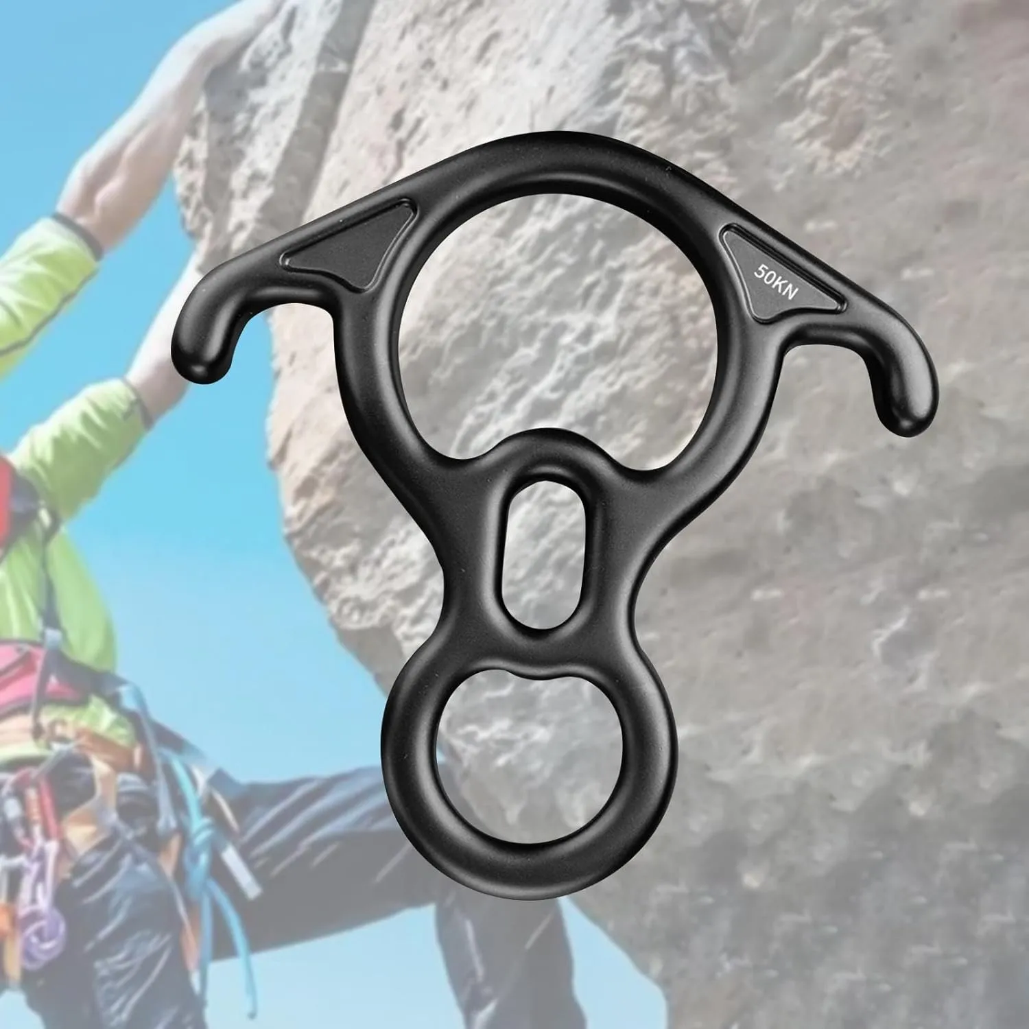 50kN 8 Figure Descender Aluminum Alloy Device for Rappelling and Belaying in High Altitude Tasks
