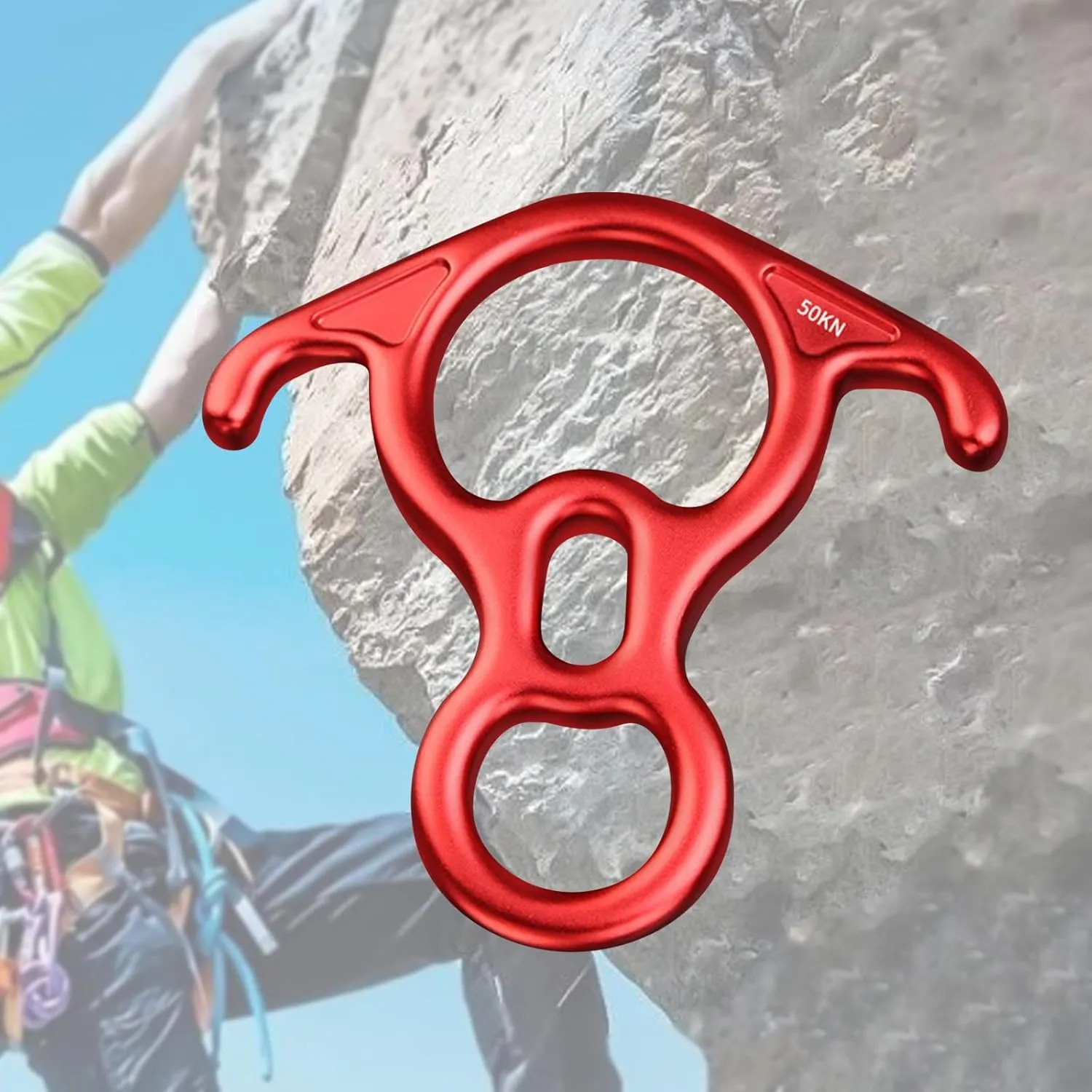 50kN 8 Figure Descender Aluminum Alloy Gear for Rappelling and Belaying in Engineering