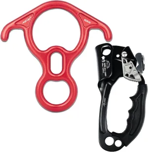 50KN Rescue Figure 8 Descender High Strength Aluminum Alloy Hand Ascender with Ergonomic Rubber Handle Strong Rappelling Gear Equipment for Rock Climbing Tree Arborist Rescue Mountaineering Caving