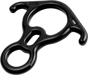 50KN Rescue Figure, 8 Descender Large Bent-Ear Belaying and Rappelling Gear Belay Device Climbing for Rock Climbing Peak Rescue Aluminum Magnesium Alloy (Black)
