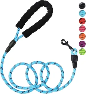 5ft 1/3in Light Weight Strong Blue Dog Leash for Small Dogs & X Small Dogs, Highly Reflective Durable Rope Puppy Leash with Soft Padded Anti-Slip Handle for Casual Walk (0~18 lbs.)