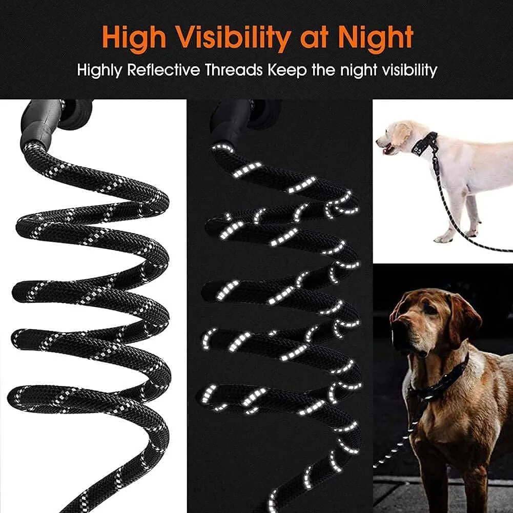 5FT Strong Nylon Dog Leash with Comfortable Padded Handle and Highly Reflective Threads for Medium and Large Dogs