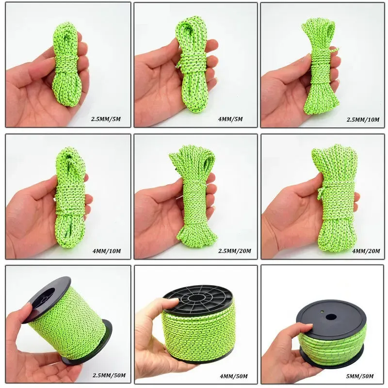 5M/10M/20M/50M Reflective Nylon Tent Rope