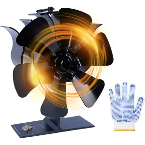 6-Blade Heat Powered Stove Fan for Wood/Log Burner/Fireplace increases 80% more warm air than 2 blade fan…