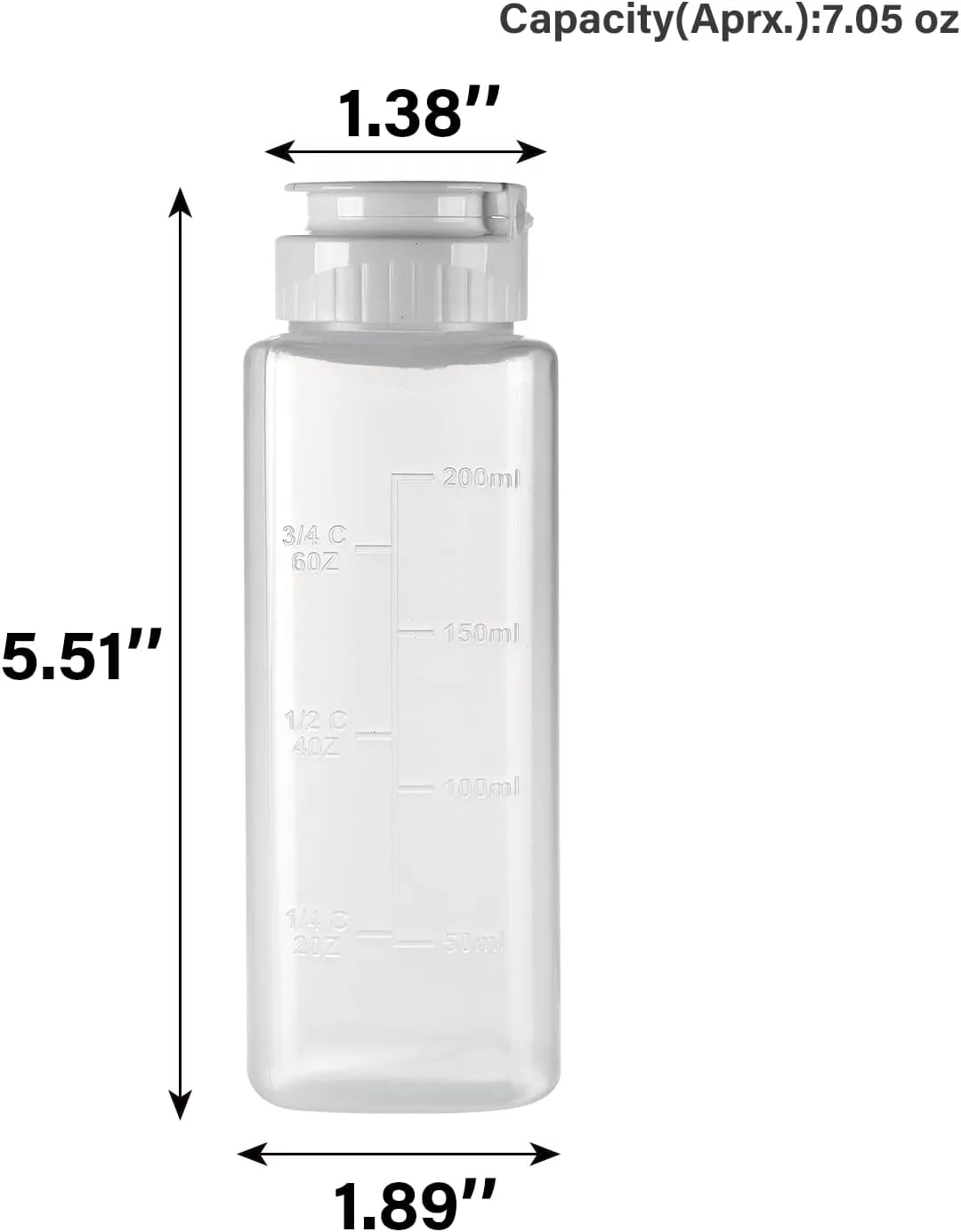 6 Pack Squeeze Bottles - 8oz Inverted Hot Sauce Bottles for Liquids, Salad Dressing with Flip Top Silicone Valve