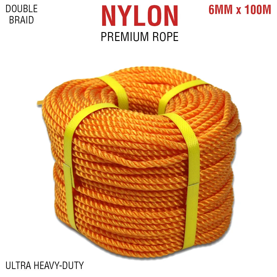 6mm x 100M Nylon Rope Double Braid Boat Anchor Marine Climbing Tow Trailer Winch