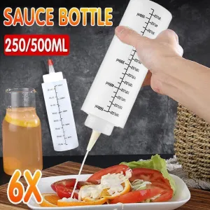 6Pcs 250/500Ml Sauce Bottle Squeeze Crafts Bottle Condiment  Dispenser Hot Au