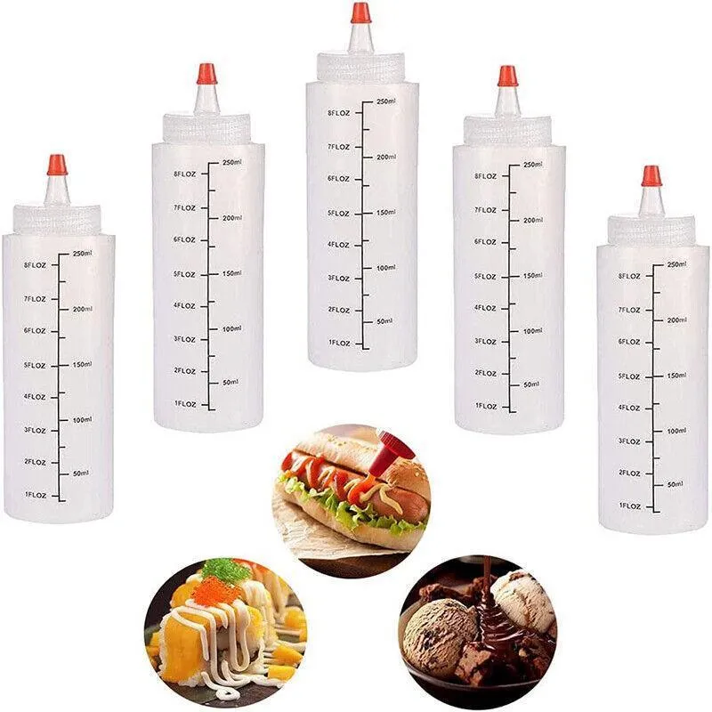 6Pcs 250/500Ml Sauce Bottle Squeeze Crafts Bottle Condiment  Dispenser Hot Au