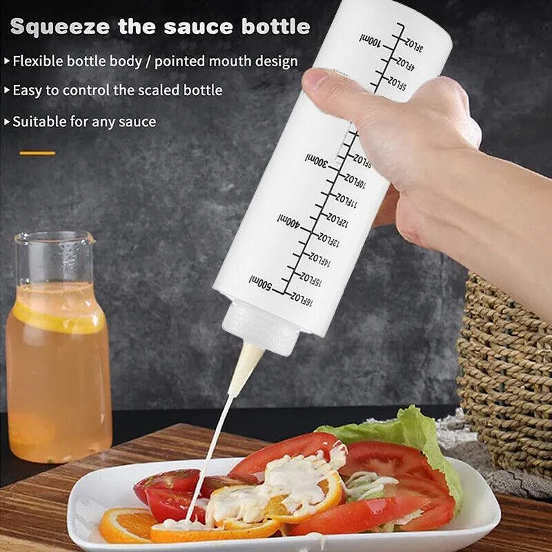 6Pcs 250/500Ml Sauce Bottle Squeeze Crafts Bottle Condiment  Dispenser Hot Au