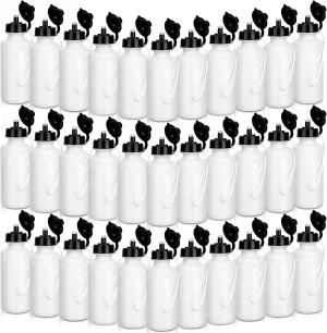 72 Pcs Sports Water Bottles Bulk 20 oz Squeeze Reusable Plastic Water Bottles with Nylon Strap Leak Proof Blank DIY Cups for School Football Team Beach Summer Graduation Gifts