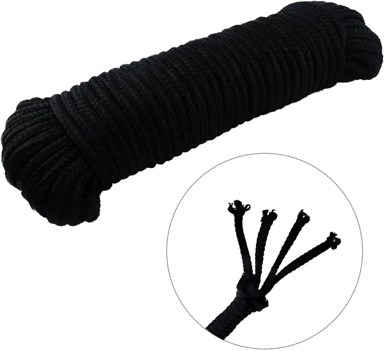 9mm Black Nylon Rope,100feet 3/8inch Paracord Braided Utility Rope,Polypropylene Rope for Camping,Sports and Outdoors Use