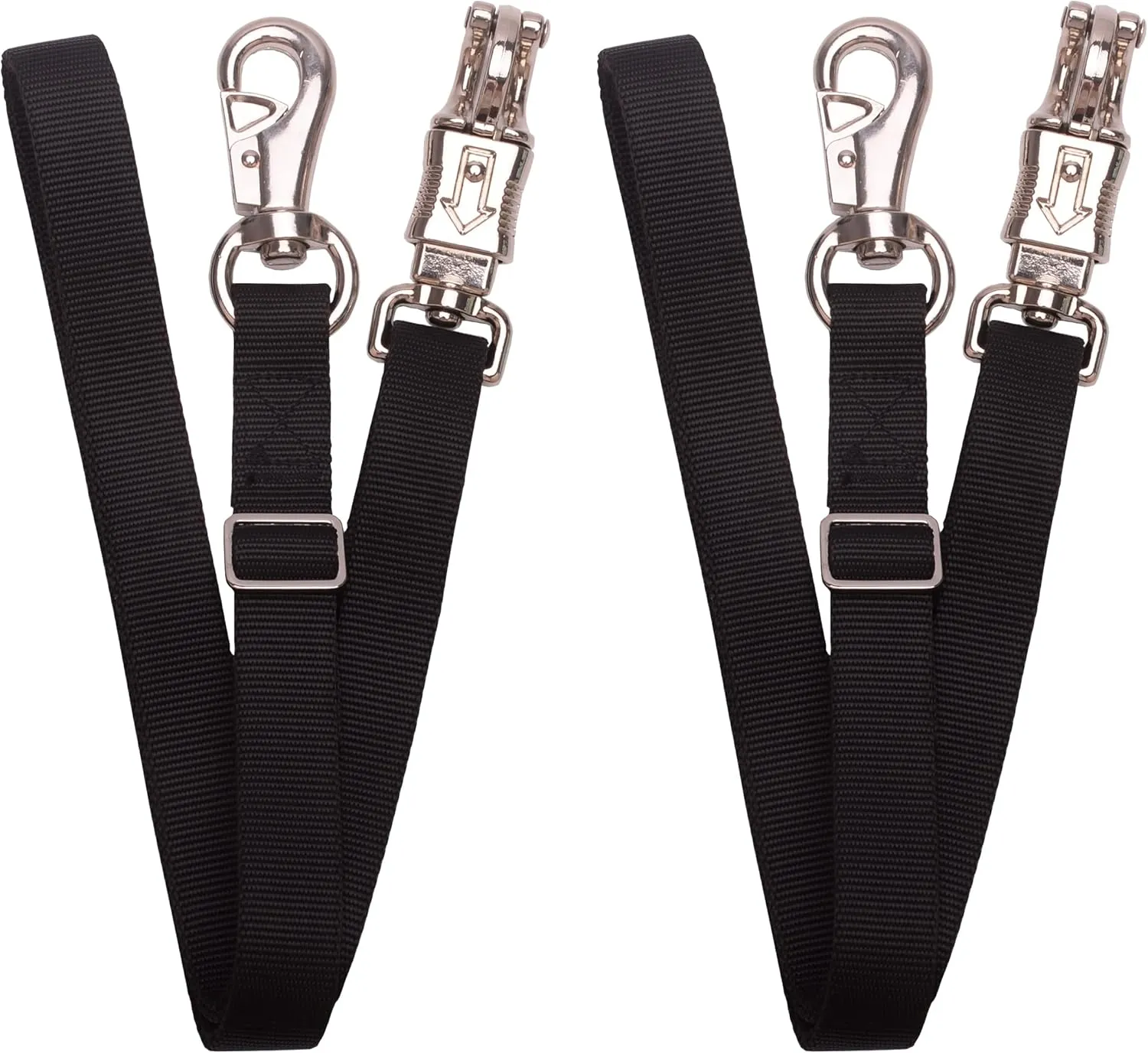 Adjustable Nylon Cross Tie for Horse（2 Pack）- with Strong Panic Snap and Bull Snap, Adjusts Length from 44.6" to 78.5"