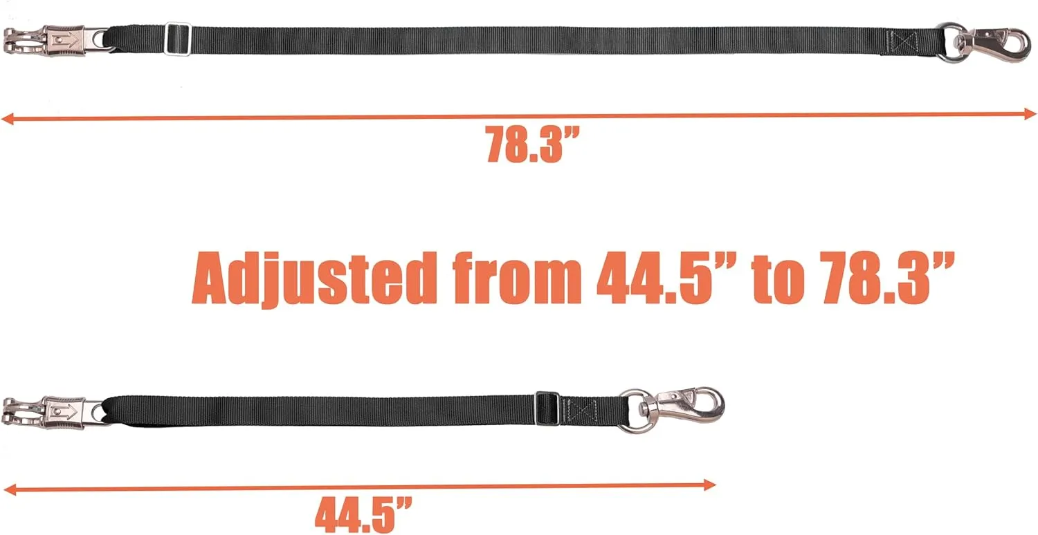Adjustable Nylon Cross Tie for Horse（2 Pack）- with Strong Panic Snap and Bull Snap, Adjusts Length from 44.6" to 78.5"