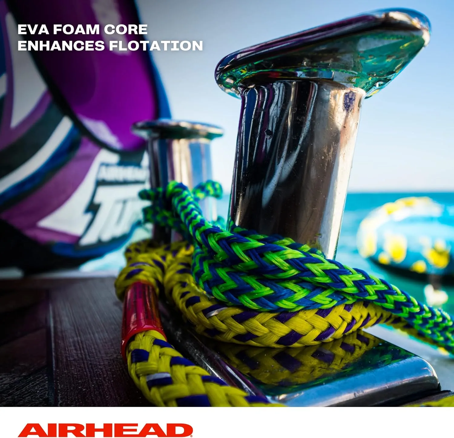 Airhead Reflective Tow Rope for 1-6 Rider Towable Tubes, 60-Feet, Multiple Rider Options Available