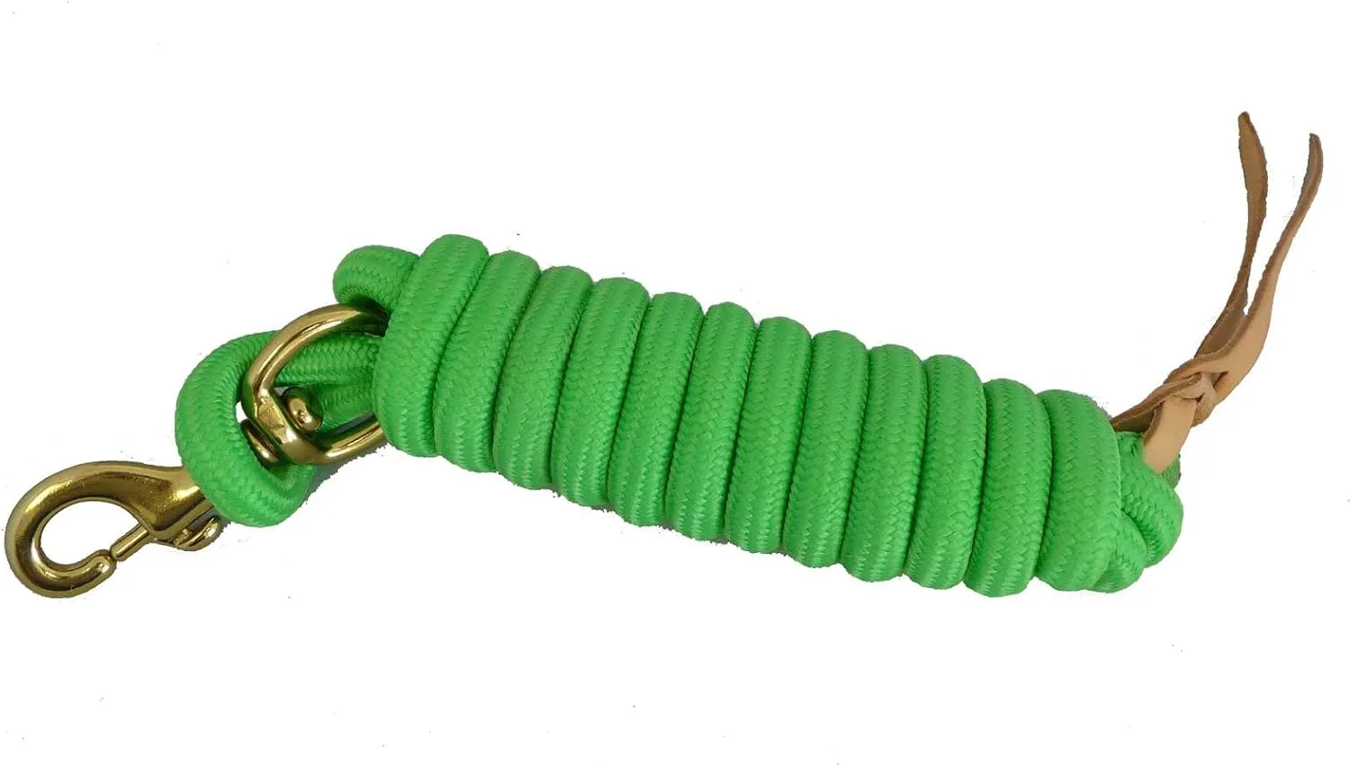 AJ Tack 9 Foot Nylon Lead Rope with Leather Popper Orange