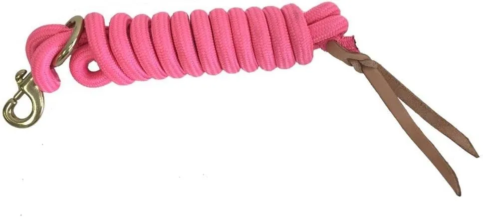AJ Tack 9 Foot Nylon Lead Rope with Leather Popper Orange