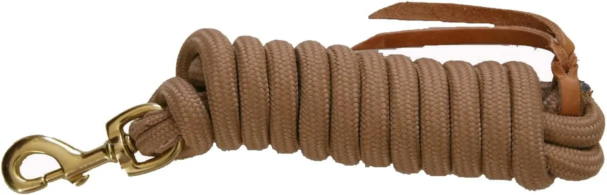 AJ Tack 9 Foot Nylon Lead Rope with Leather Popper Orange