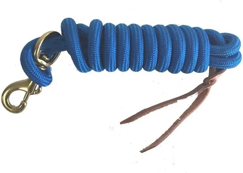 AJ Tack 9 Foot Nylon Lead Rope with Leather Popper Orange