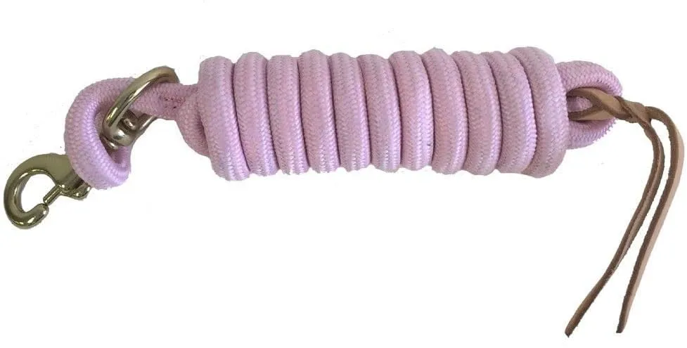 AJ Tack 9 Foot Nylon Lead Rope with Leather Popper Orange